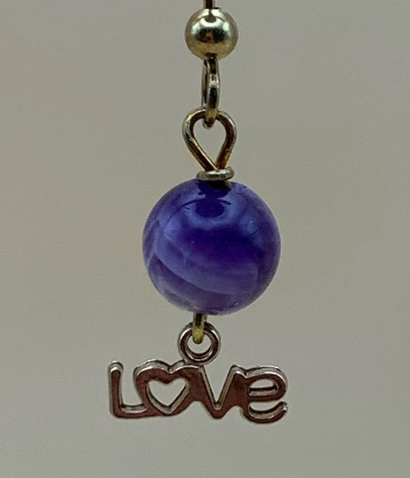 Twilight purple agate dangle earrings in a styled setting